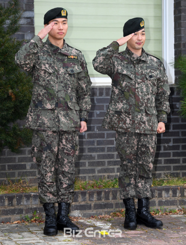 ▲빅뱅 멤버 대성(좌측), 태양이 10일 국방의 의무를 마쳤다.(비즈엔터DB)