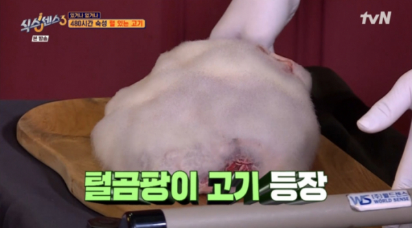 ▲털곰팡이 숙성 고기(사진=tvN 방송화면 캡처)