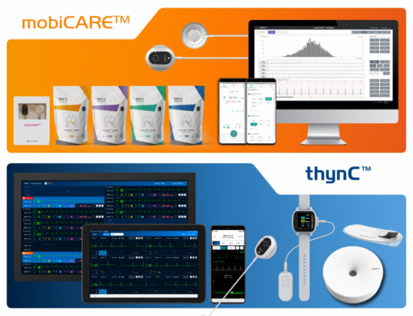 ▲진단지원 서비스 ‘모비케어(mobiCARE™)’, 원격 환자 모니터링 서비스 ‘씽크(thynC™)’
