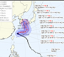 6호 태풍 카눈 예상경로 일본 큐슈 지나 9일 부산 도착 가능성
