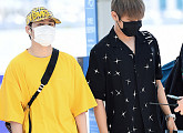 [BZ포토] 워너원 하성운-박우진, 개성 돋보이는 공항패션