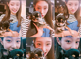 정채연, 반려견과 9종 셀카 “많이 귀찮았나보다”