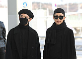 [BZ포토] 방탄소년단 뷔-랩몬스터, 같은 올블랙 다른 느낌