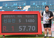 원반던지기 신유진, 57m70으로 3년 만에 한국 신기록 작성