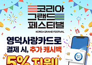 영덕군, 영덕사랑카드 결제 시 5% 추가 캐시백 행사 실시