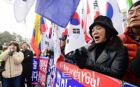 [포토] 비장한 탄핵반대 집회 참가자들