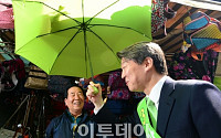 [포토] 초록우산 든 안철수