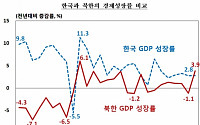 북한 경제성장률 8년만에 남한 추월..1인당 국민총소득은 남한의 22분의 1