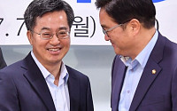 [포토] 웃으며 악수하는 김동연-우원식