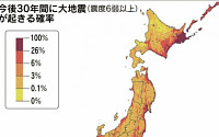 일본, 30년내 강진 발생 확률 지도 발표…도쿄 인근 지역 80% 이상