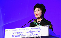 [포토] 2018 대한민국 여성 금융인 국제 콘퍼런스, 개회사하는 김상경 회장