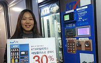 열차 내 자판기에서 KTX마일리지ㆍ레일플러스 교통카드 결제 시 30% 할인