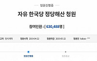 '한국당 해산' 청와대 국민청원 60만 돌파...한때 사이트 마비