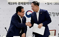 [포토] 악수하는 홍남기 부총리-유영민 장관