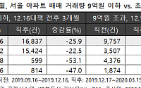 대출 규제에 서울 9억 초과 아파트 매매거래 61% '뚝'