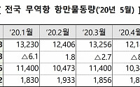 5월 항만 물동량 코로나19로 전년대비 12.0%↓…수출입은 14% 감소