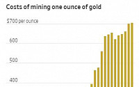 금광업체 딜레마…금값 천정부지로 치솟았지만 채굴 어려워져