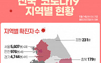 [코로나19 지역별 현황] 대구 7141명·서울 5607명·경기 4744명·경북 1570명·검역 1621명·인천 976명 순