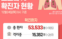 [코로나19 현황] 국내 확진자 '총 5만3533명' 985명 추가…지역발생 확진자 955명- 12월 24일 0시