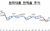 작년 11월 은행대출 연체율 0.34%…전월 말과 동일