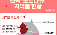 [코로나19 지역별 현황] 서울 2만5279명·경기 2만646명·대구 8411명·인천 3983명·경북 3071명·부산 2894명·검역 2821명 순