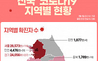 [코로나19 지역별 현황] 서울 2만8573명·경기 2만4056명·대구 8653명·인천 4476명·경북 3279명·부산 3264명·검역 2986명 순