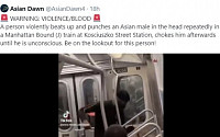 뉴욕 지하철서 아시아인 폭행한 흑인…승객들은 ‘환호성’
