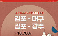 티웨이항공, 추석 연휴 김포~대구ㆍ광주 노선 취항…역귀성 특가 판매