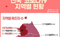 [코로나19 지역별 현황] 서울 7만2594명·경기 6만4283명·대구 1만2785명·인천 1만614명 순