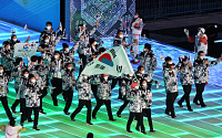 [베이징 동계올림픽] 개회식, 대한민국 입장…기수 곽윤기·김아랑 ‘태극기 휘날리며’
