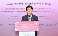 [포토] '여성 금융인 국제콘퍼런스' 축사하는 김주현 금융위원장