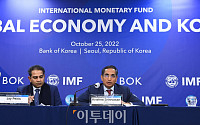[포토] 기자간담회에서 '세계경제와 한국' 발표하는 IMF 아태국장