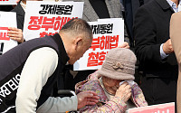 [포토] 눈물 닦는 강제동원 피해자 김성주 할머니