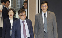 [포토] 한국은행-KDI 노동시장 세미나 참석하는 이창용 총재와 조동철 원장