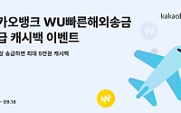 카카오뱅크, 'WU빠른해외송금' 최대 5만원 캐시백 이벤트