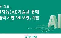 하나은행, 은행권 최초 AI기술 활용 ‘기술력 기반 머신러닝 모형’ 개발