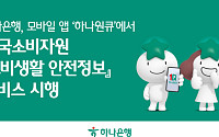 "위해식품 알려드려요" 하나은행 모바일 앱 '소비생활 안전정보' 서비스 시행