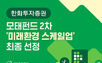 한화투자증권, 모태펀드 2차 미래환경 스케일업 최종 선정