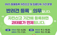 동대문구, ‘2025년 동물등록 자진신고 기간’ 운영⋯10월까지