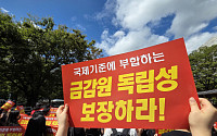 '금감원 쪼개기 반대' 구호 외치는 금감원 노조 [포토]