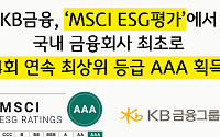 KB금융, 'MSCI ESG 평가' 4회 연속 최상위 등급 ‘AAA’ 획득