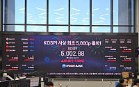 코스피, 사상 첫 5000 돌파 [포토]