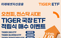 미래에셋, TIGER 국장 대표 ETF 적립식 매수 이벤트…"국내 투자도 적립식으로"