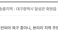 대구 달성군 화원읍 보라리 일대 정전…안전재난문자 발송
