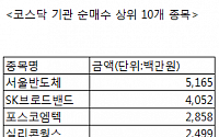 [코스닥 기관 순매수 상위 10개 종목]