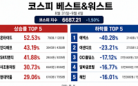 [베스트&워스트] 코스피 약세에도 온타이드 52% 급등…SK디앤디ㆍ현대약품 등도 ↑