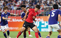 한국 남자축구, 일본과 결승서 득점 없이 전반 마무리 [아시안게임]