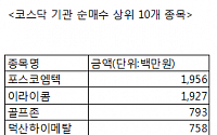 [코스닥 기관 순매수 상위 10개 종목]
