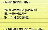 유리가 잘 깨지는 이유...참신한 발상의 넌센스 퀴즈