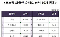 [코스닥 외국인 순매도 상위 10개 종목]